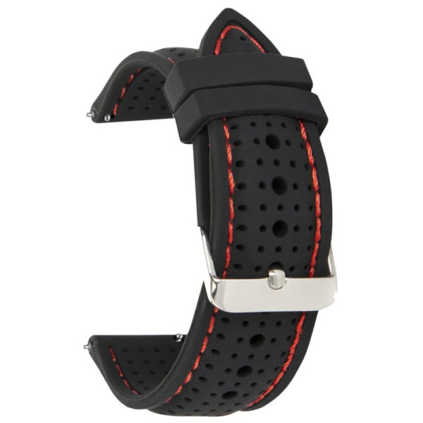 Silikonski kaiš - SK22.60 Crna boja sa crvenim štepom 22mm