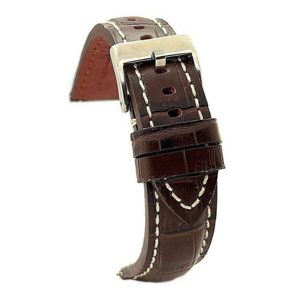 Kožni kaiš Diloy 22mm DIL395.2 Braon sa belim štepom