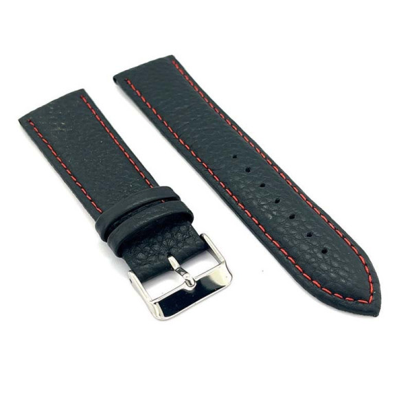 Kožni kaiš Diloy 20mm DIL205.1.6 Crni sa crvenim štepom