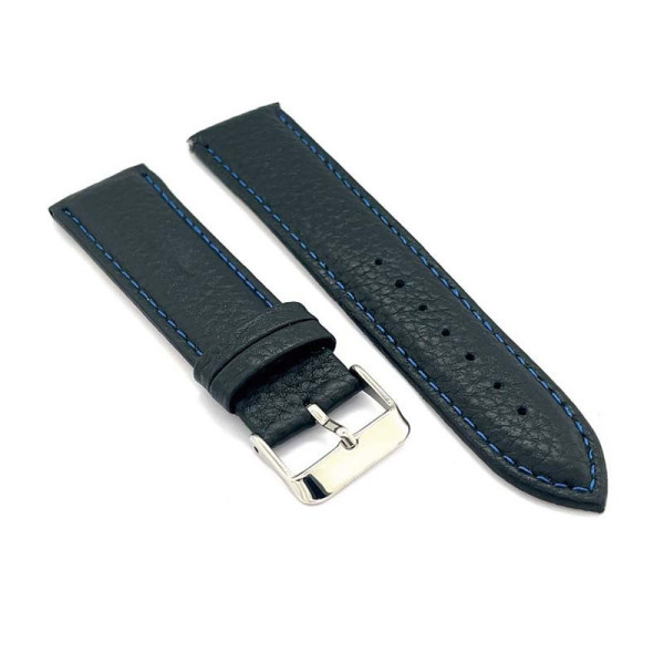Kožni kaiš Diloy 20mm DIL205.1.5 Crni sa plavim štepom