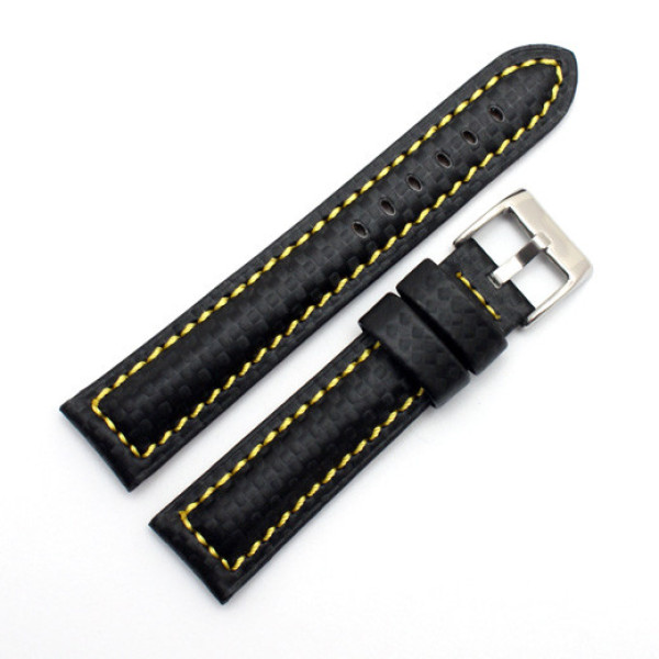 Kožni kaiš Diloy 18mm DIL374.1.10 Crni sa zutim štepom