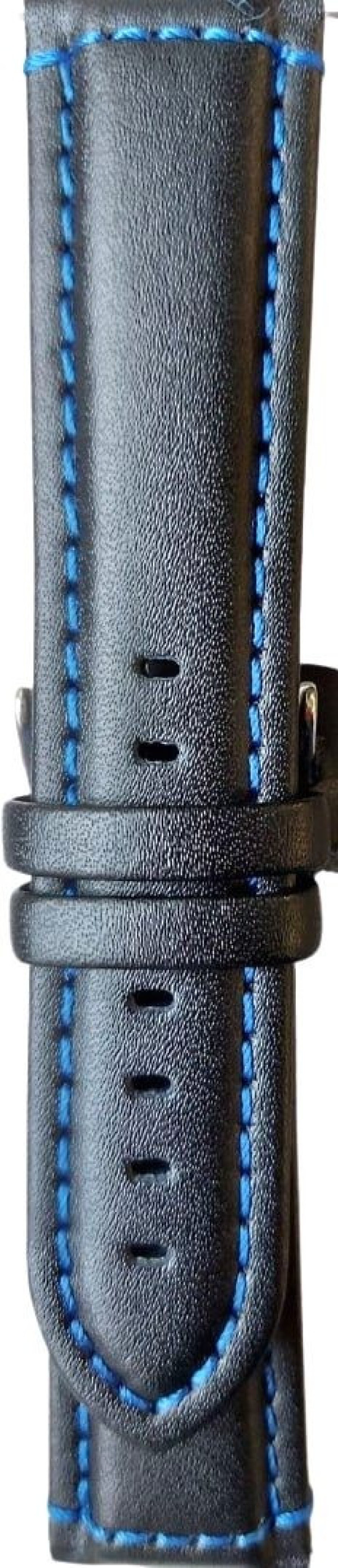 Kožni kaiš Diloy 22mm DIL393.1.5 Crni sa plavim stepom