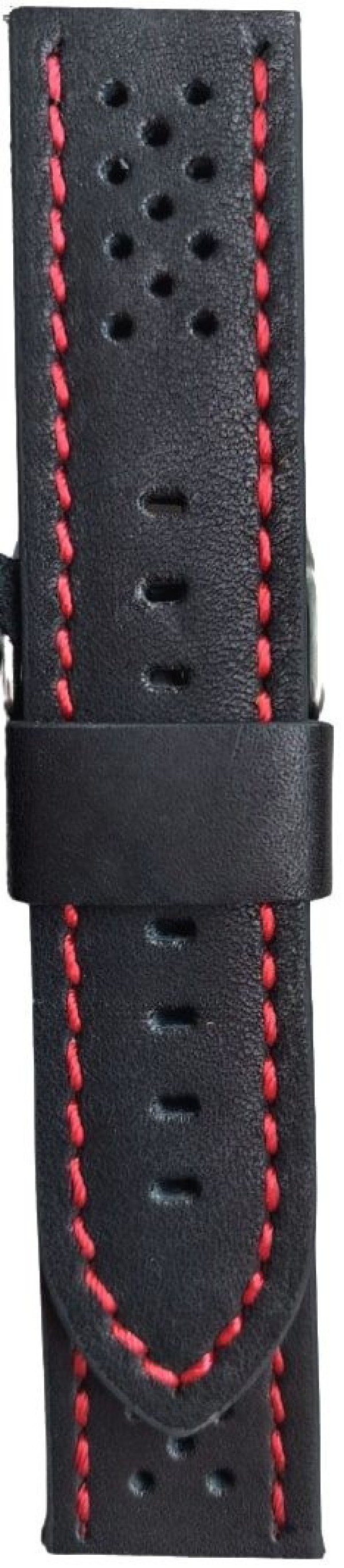 Kožni kaiš Diloy 24mm DIL398.1.6 Crni sa crvenim stepom