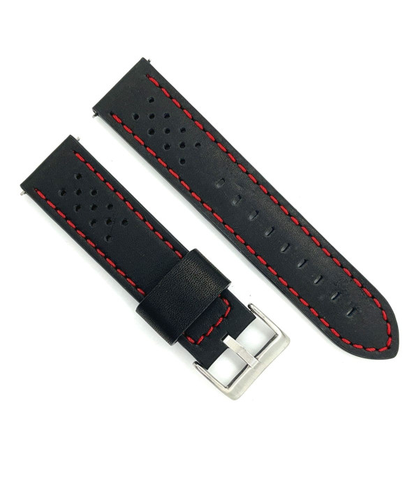 Kožni kaiš Diloy 24mm DIL380.1.6 Crni sa crvenim štepom