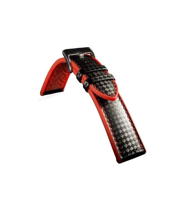 Kožni kaiš Diloy 22mm DIL400.1.6 Crni sa crvenim štepom